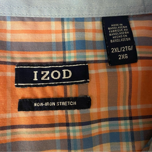 IZOD Men's Orange Plaid Shirt EUC 2XL - Picture 3 of 6